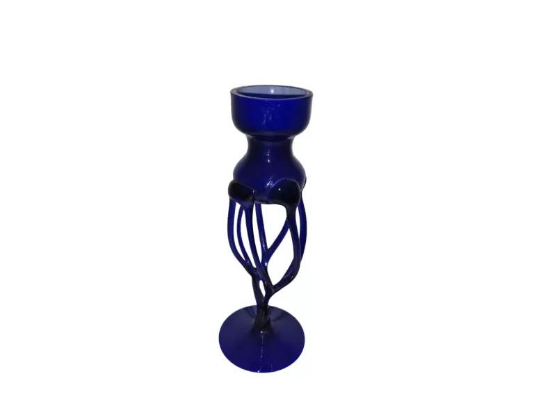 SZKLANY ŚWIECZNIK - KOBALT 21 CM
