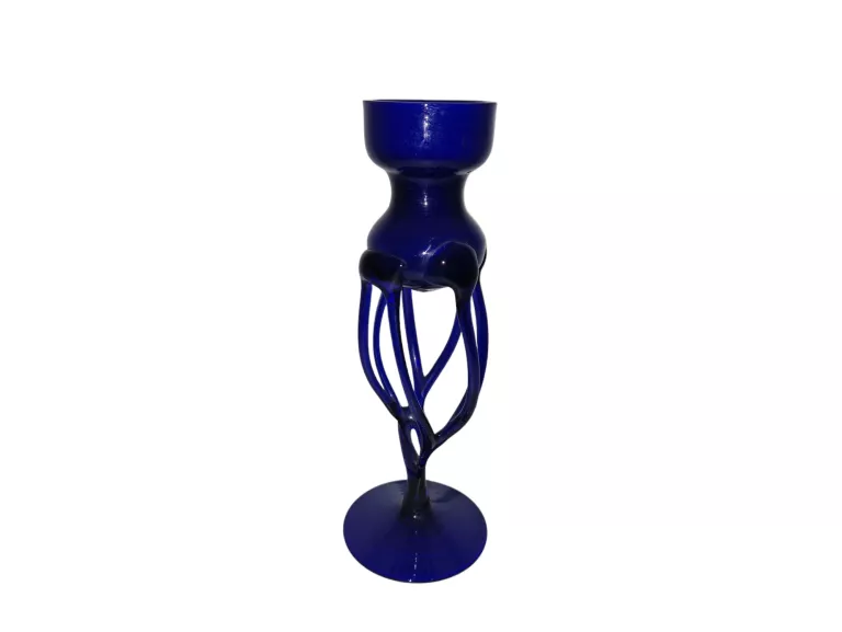 SZKLANY ŚWIECZNIK - KOBALT 21 CM