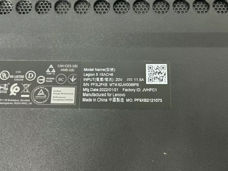 LAPTOP LENOVO LEGION 5 15ACH6 15,6 " AMD RYZEN 5 5600H 8 GB / 512 GB