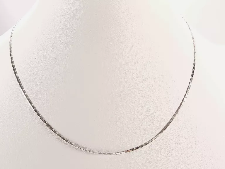 ŁAŃCUSZEK BIAŁE ZŁOTO SPLOT BLASZKI 585 38CM 2,01G