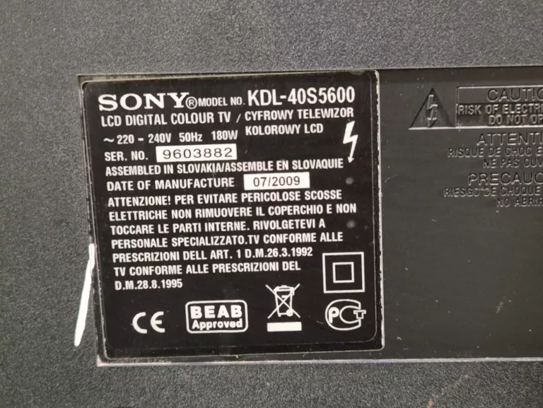 TELEWIZOR SONY BRAVIA KDL-40S5600 40" FULL HD