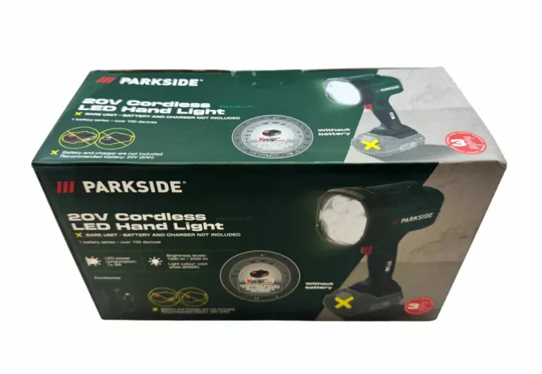 PARKSIDE AKUMULATOROWA LAMPA RĘCZNA LED PHLA 20-LI A1, 2500 LM, 20V
