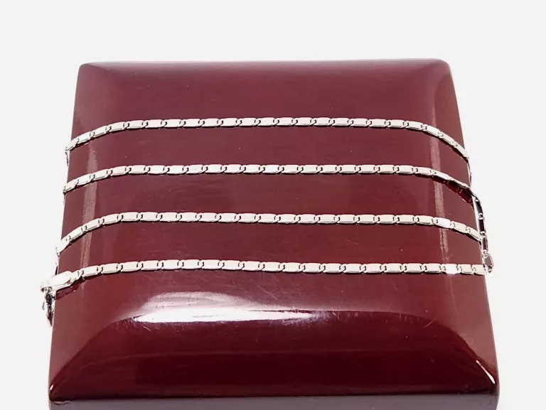 ŁAŃCUSZEK BIAŁE ZŁOTO SPLOT BLASZKI 585 38CM 2,01G