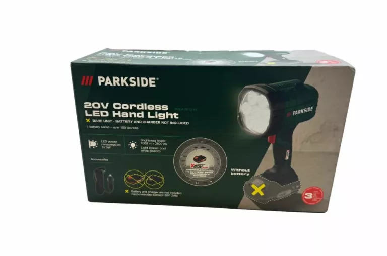 PARKSIDE AKUMULATOROWA LAMPA RĘCZNA LED PHLA 20-LI A1, 2500 LM, 20V