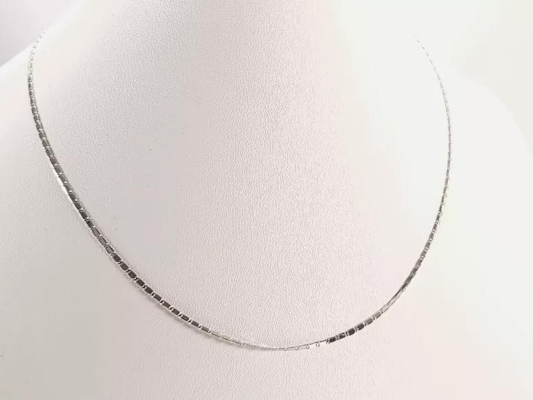 ŁAŃCUSZEK BIAŁE ZŁOTO SPLOT BLASZKI 585 38CM 2,01G