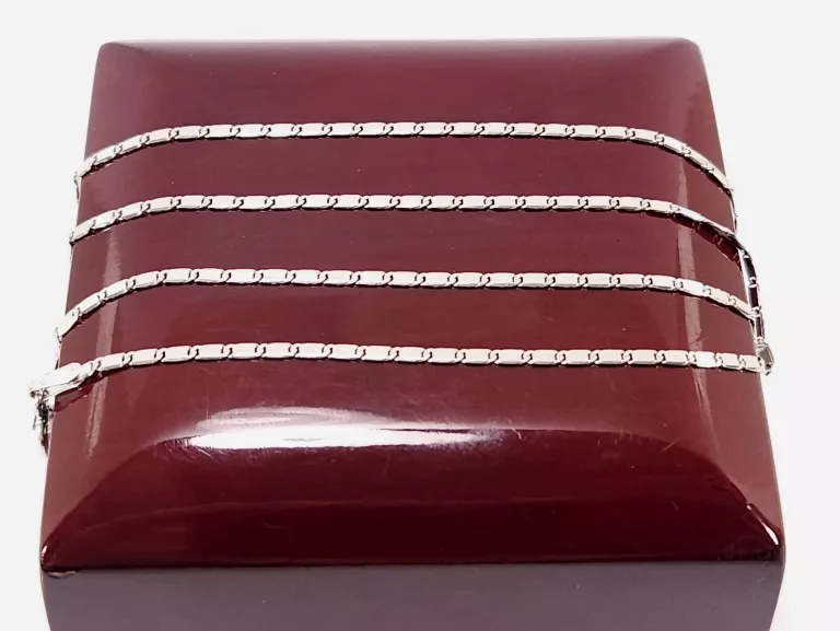 ŁAŃCUSZEK BIAŁE ZŁOTO SPLOT BLASZKI 585 38CM 2,01G