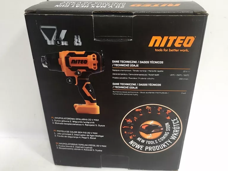 NITEO TOOLS AKUMULATOROWA OPALARKA 20VHT0246-25 20 V MAX