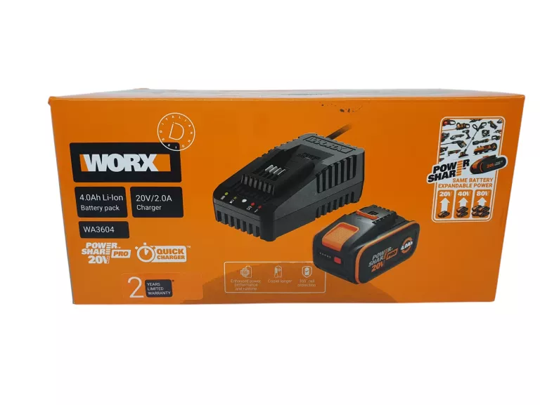 WORX ZESTAW AKUMULATOR Z ŁADOWARKĄ LI-ION (WA3604)