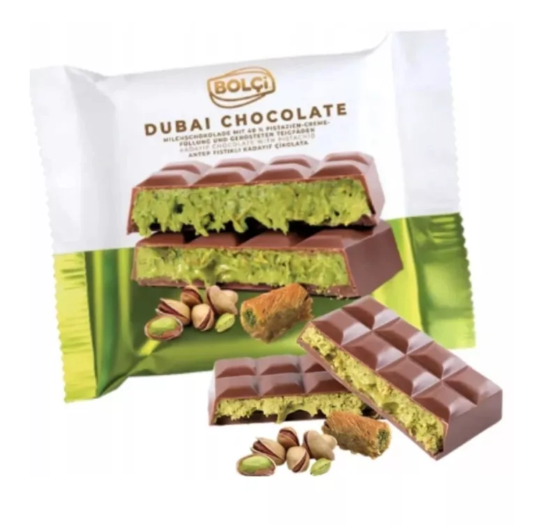 BOLCI CZEKOLADA DUBAJSKA 100G - DUBAI CHOCOLATE Z PISTACJAMI I KADAYIF