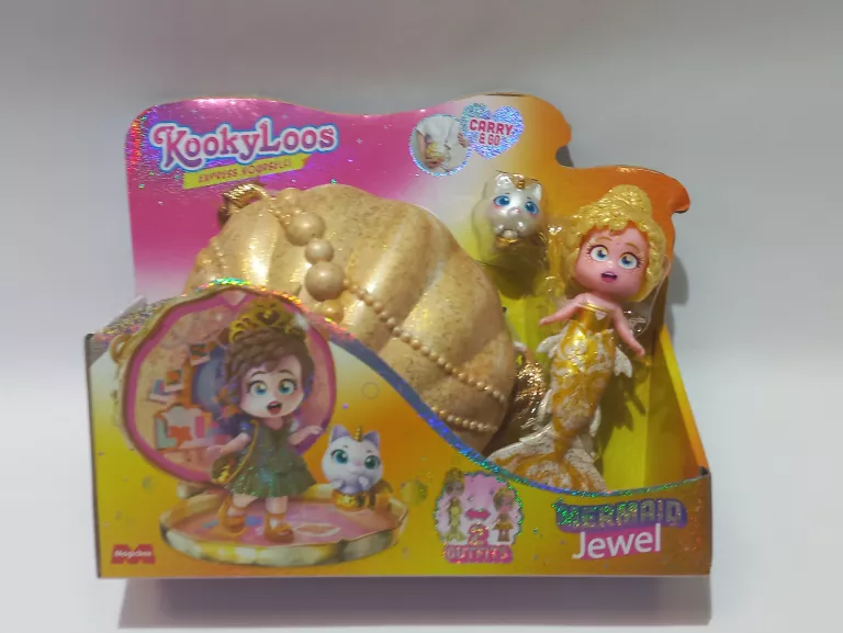 KOOKYLOOS MERMAID STAR Z MUSZELKĄ-TOREBKĄ, UBRANIAMI ORAZ AKCESORIAMI.