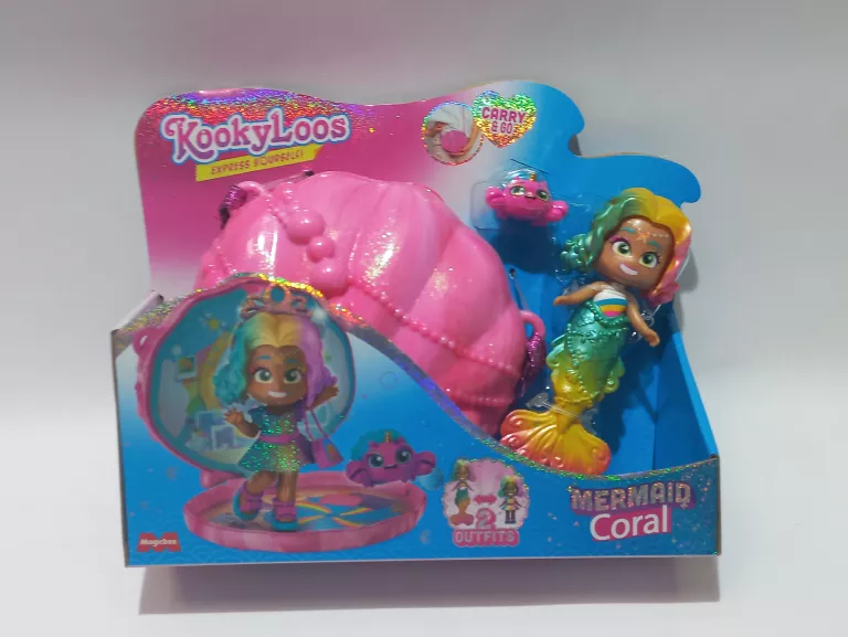 KOOKYLOOS MERMAID STAR Z MUSZELKĄ-TOREBKĄ, UBRANIAMI ORAZ AKCESORIAMI.