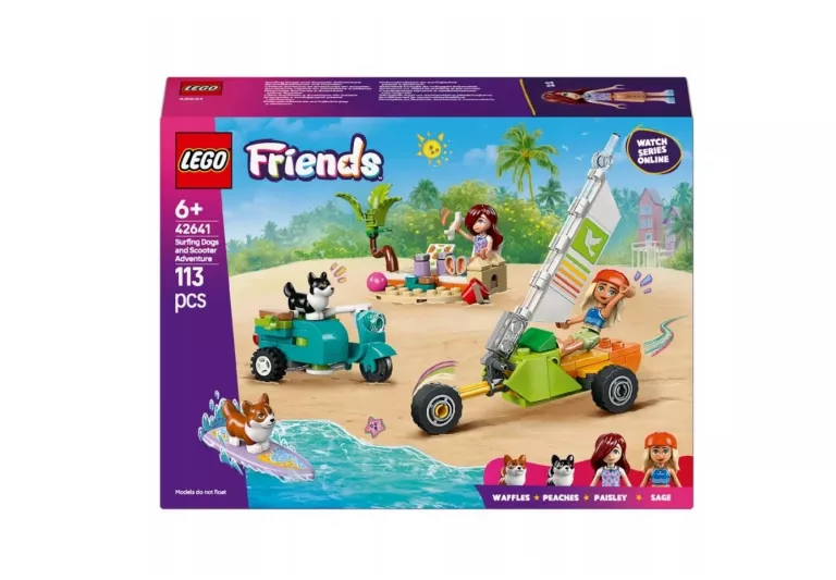 LEGO FRIENDS PRZYGODA Z SURFUJĄCYMI PSAMI I SKUTEREM 42641
