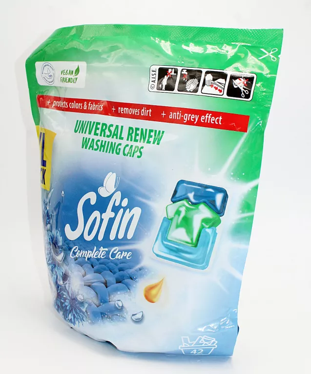 KAPSUŁKI DO PRANIA BIAŁEGO I JASNEGO SOFIN COMPLETE CARE XL 42 SZTUKI