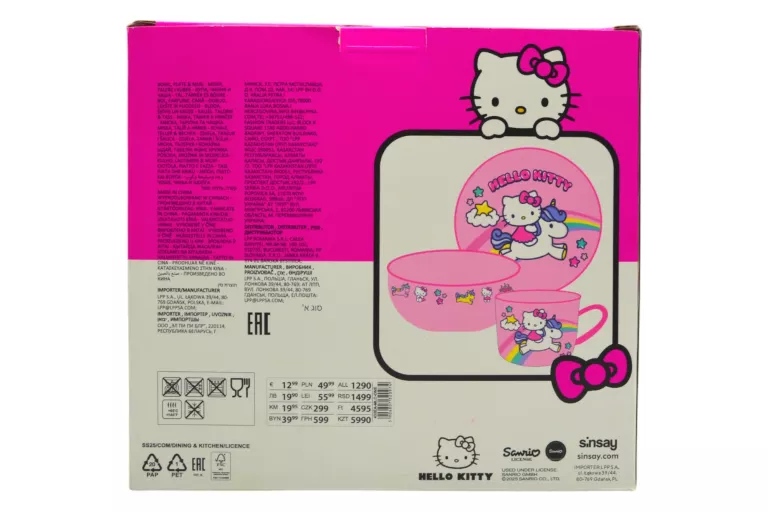 ZESTAW ŚNIADANIOWY HELLO KITTY ZASTAWA MISKA KUBEK TALERZ