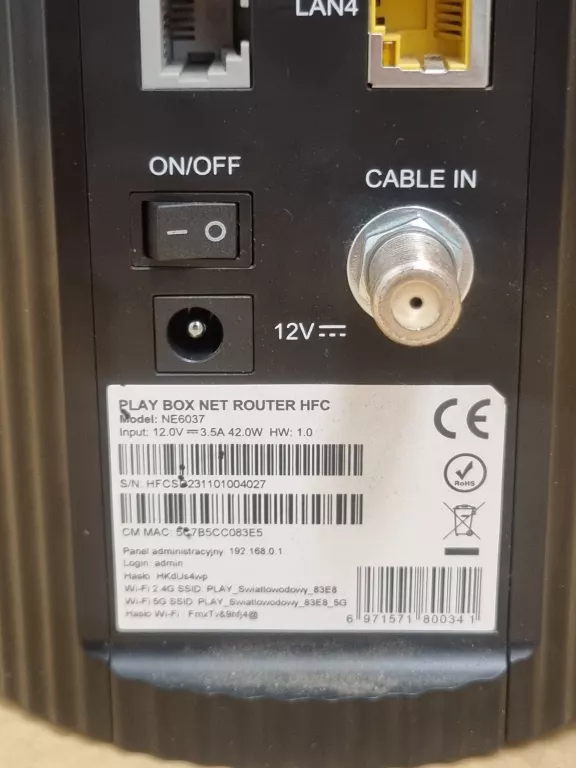 ROUTER PLAY BOX NET ROUTER HFC NE6037