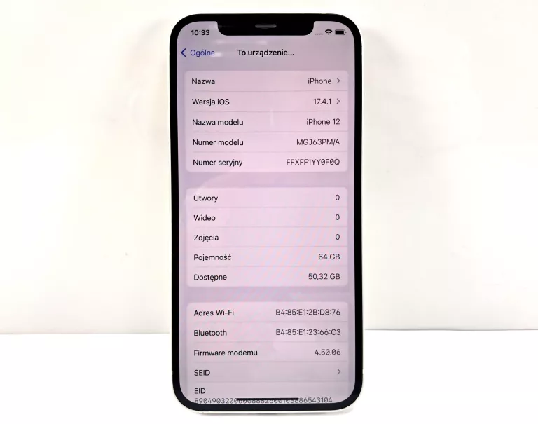 TELEFON IPHONE 12 4GB / 64GB BIAŁY BATERIA 82% ZADBANY