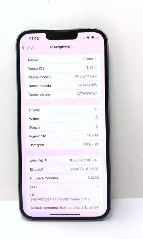 TELEFON IPHONE 14 PLUS 128GB 89% BATERIA