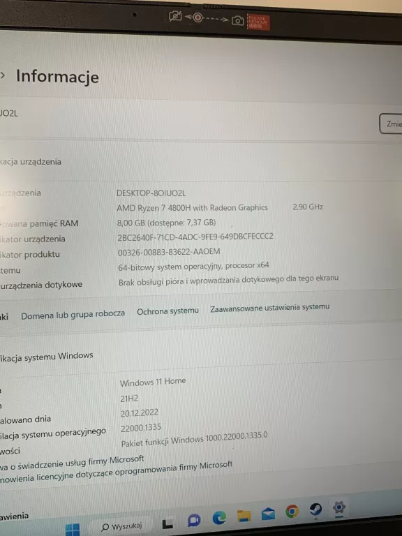 LAPTOP LENOVO IDEAPAD GAMING 3 15ARH05 FV ZASILACZ