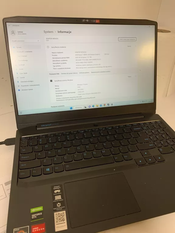 LAPTOP LENOVO IDEAPAD GAMING 3 15ARH05 FV ZASILACZ