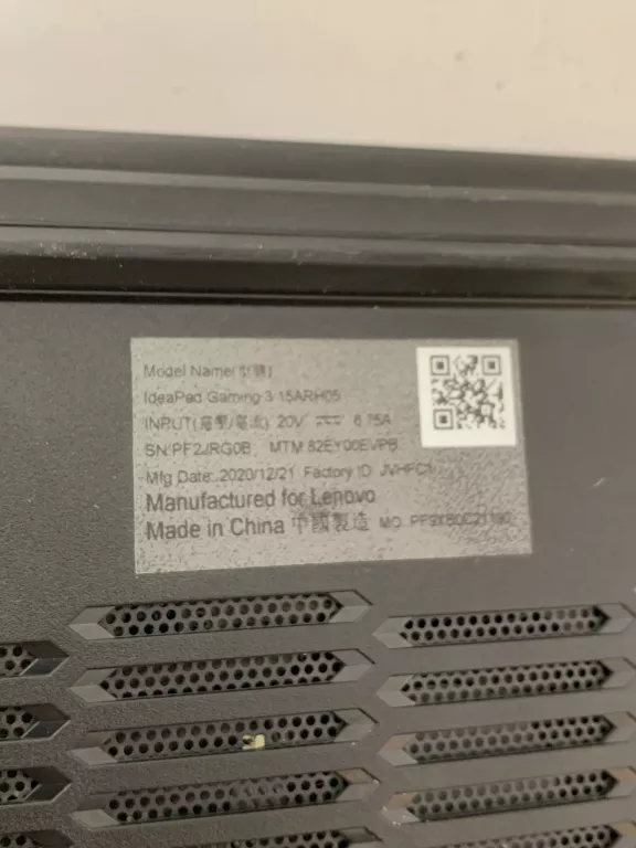 LAPTOP LENOVO IDEAPAD GAMING 3 15ARH05 FV ZASILACZ