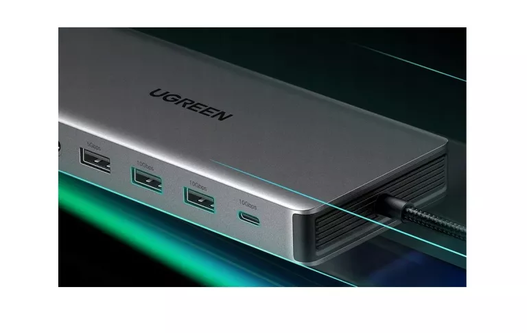 UGREEN HUB ADAPTER STACJA USB-C DO 4X USB HDMI DISPLAYPORT RJ45 SD/TF 100W