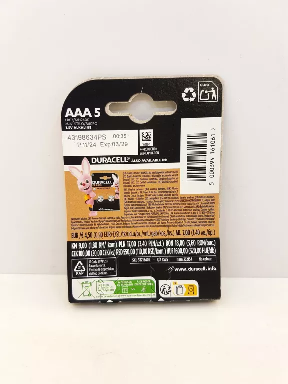 BATERIA DURACELL SIMPLY AAA LR03 5 SZTUK #IGŁA