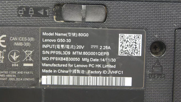 LAPTOP LENOVO G50-30 PENTIUM N3540/4GB/250GB SSD/WIN10