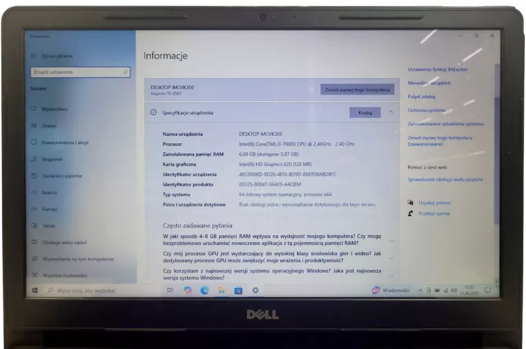 LAPTOP DELL INSPIRON 15 3567