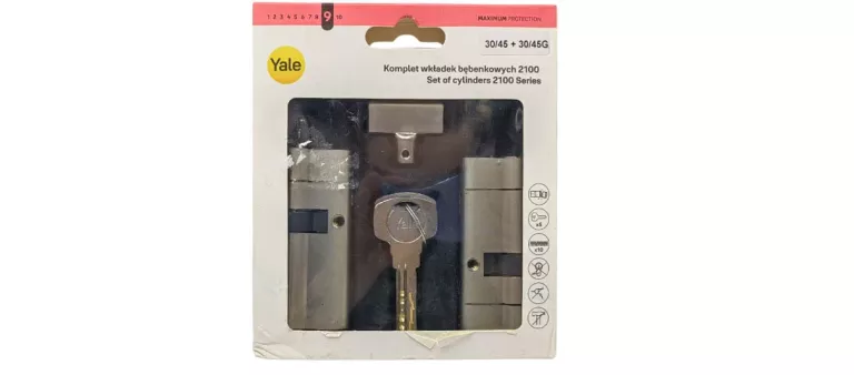 WKŁADKA 30/45 + WKŁADKA Z GAŁKĄ 30G/45 ASSA ABLOY, NIKIEL, ATEST, 6D