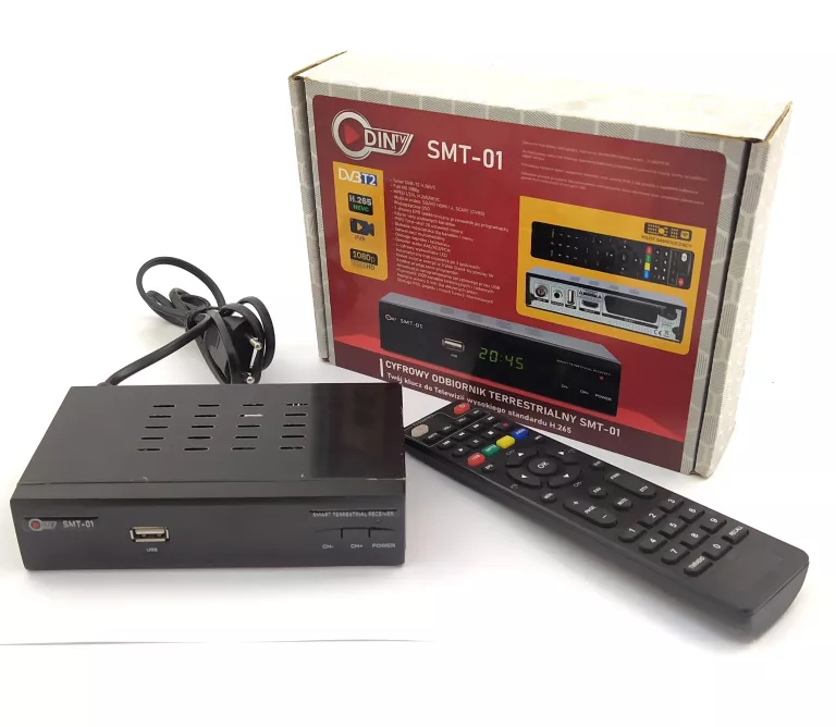 DEKODER DIN TV SMT-01 + PUDEŁKO PILOT