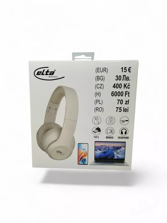 SŁUCHAWKI BLUETOOTH ELTA BIAŁE | NAUSZNE | BEZPRZEWODOWE