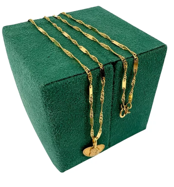 REWELACYJNY ZŁOTY ŁAŃCUSZEK Z ZAWIESZKĄ 2,45G 585 50CM