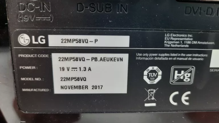MONITOR LG 22MP58VQ-P / 21,5" / 1920X1080 / 60HZ / *OKAZJA*