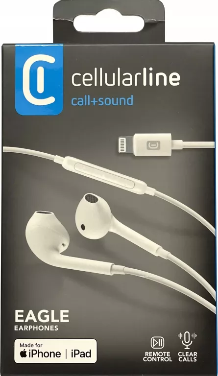 CELLULARLINE CERTYFIKOWANE PRZEWODOWE SŁUCHAWKI DOUSZNE MFI LIGHTNING BIAŁ