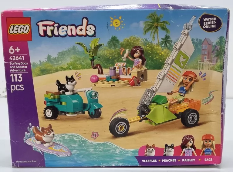 LEGO FRIENDS 42641 PRZYGODA Z SURFUJĄCYMI PSAMI I SKUTEREM
