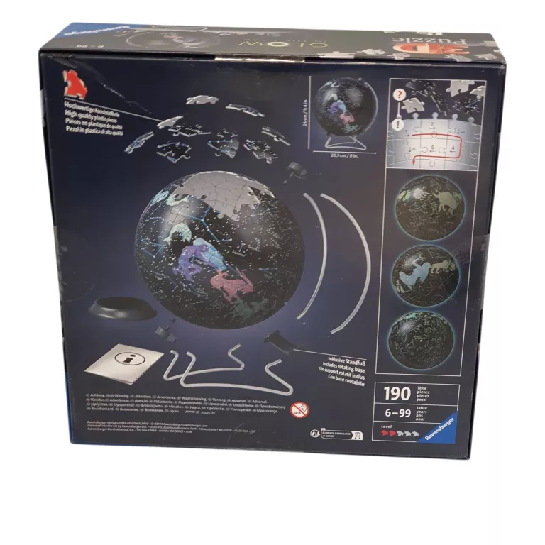 RAVENSBURGER PUZZLE 3D GLOBUS KONSTELACJE ŚWIECĄCY W CIEMNOŚCI ZIEMIA