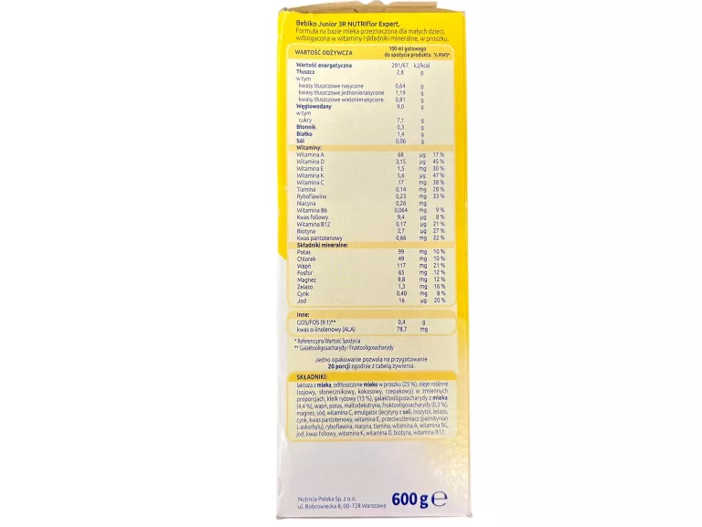 BEBIKO JUNIOR 3R NUTRIFLOR EXPERT 600G
