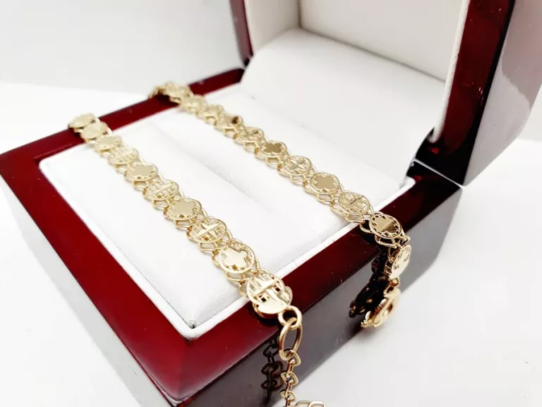 WTJĄTKOWA EKSKLUZYWNA ZŁOTA BRANSOLETKA P585 14CT 4,47G 18 - 20 CM