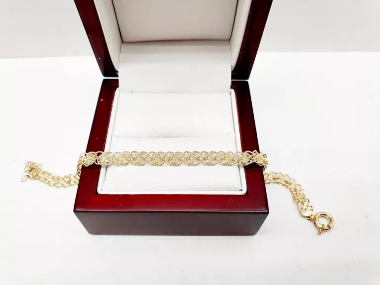 WTJĄTKOWA EKSKLUZYWNA ZŁOTA BRANSOLETKA P585 14CT 4,47G 18 - 20 CM