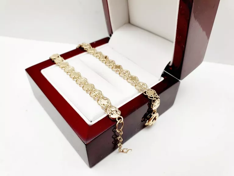 WTJĄTKOWA EKSKLUZYWNA ZŁOTA BRANSOLETKA P585 14CT 4,47G 18 - 20 CM