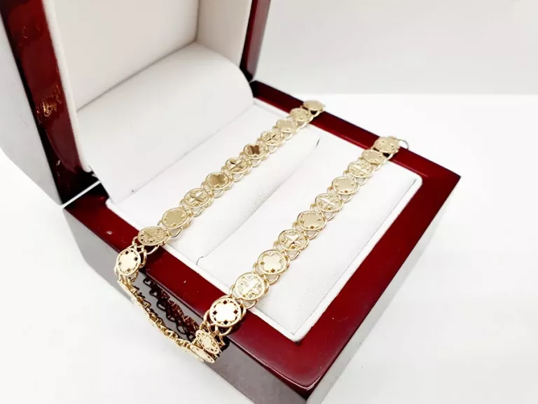 WTJĄTKOWA EKSKLUZYWNA ZŁOTA BRANSOLETKA P585 14CT 4,47G 18 - 20 CM