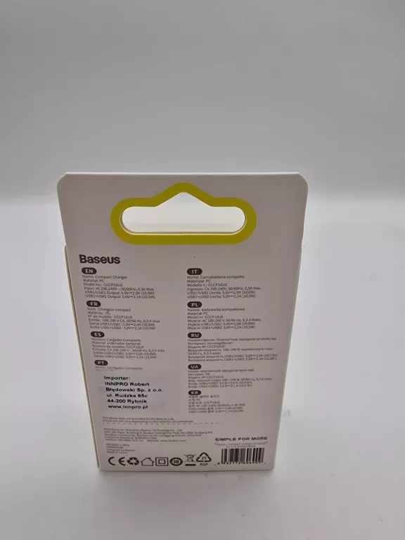 BASEUS COMPACT CHARGER 2XUSB 10,5W BLACK