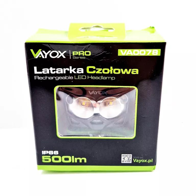 VAYOX REGULOWANA LATARKA CZOŁOWA LED COB XTE AKUMULATOROWA