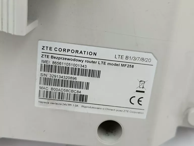 ROUTER Z ANTENĄ ZEWNĘTRZNĄ ZTE MF258 KOMPLET