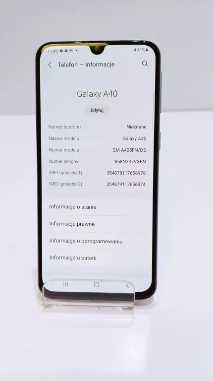TELEFON SAMSUNG A40 4/64GB 2SIM BIAŁY