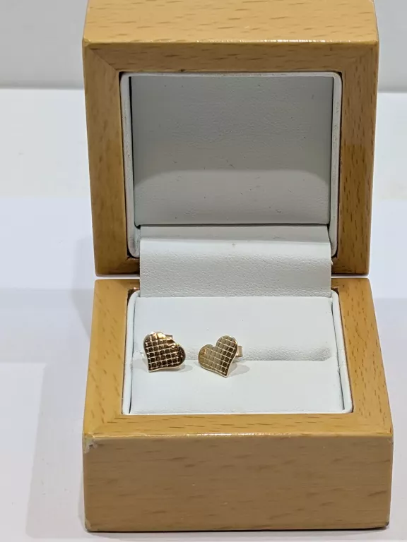 ŚLICZNE DELIKATNE ZŁOTE KOLCZYKI SERCA 585 1,17G