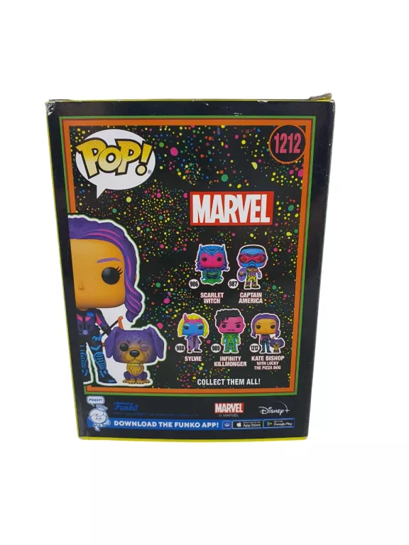 FIGURKA FUNKO POP! MARVEL KATE BISHOP I LUCKY THE PIZZA DOG BLACKLIGHT 121