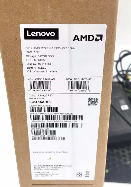 LAPTOP LENOVO LOQ 15ARP9 RYZEN 7/16GB/512GB SSD/WIN 11 PUDEŁKO