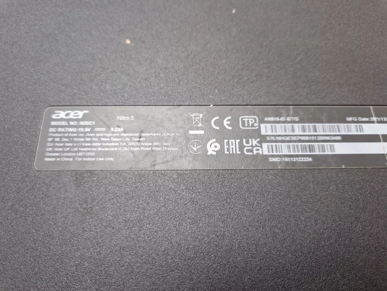 LAPTOP ACER NITRO 5 15,6 " INTEL CORE I5 16 GB / 512 GB CZARNY