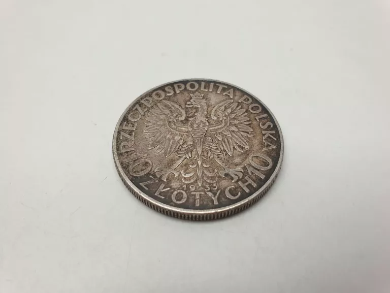 MONETA 10 ZŁOTYCH 1933 GŁOWA KOBIETY ZE ZNAKIEM MENNICY